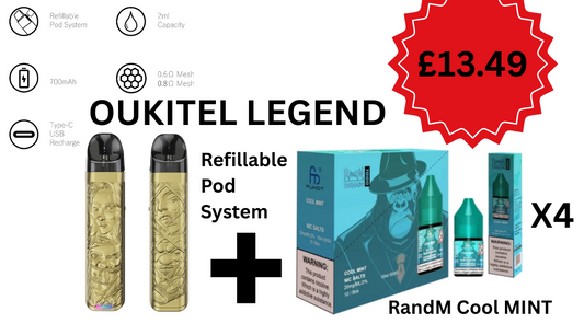 OUKITEL LEGEND POD KIT + 4 RandM cool mint 10ml - £13.49