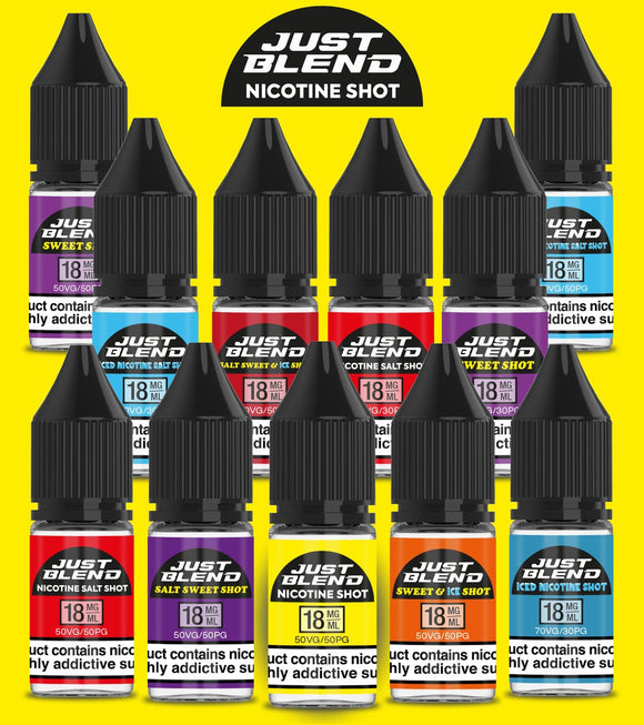 Just Blend Iced Nicotine Salt Shots - 18mg/70vg - Pack of 30 - Vaperdeals